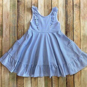 Blue Plaid Twirl Dress